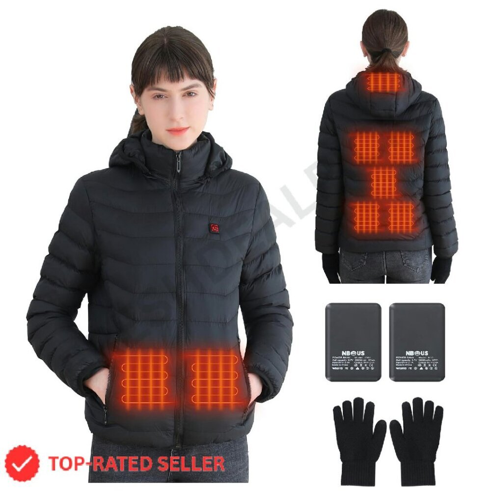 Heated Jacket with Power Banks Lightweight Wind Resistant Winter Sport Wear